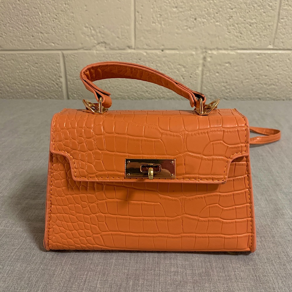 Crossbody orange bag croco